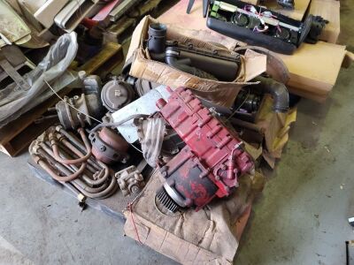 Pallet of Various Spares, Spring Brakes, U Bolts, Brake Linings, Cam Etc.