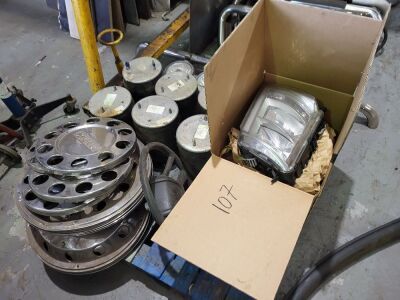 Pallet of Assorted Airbags Wheel Trims & Volvo Headlight