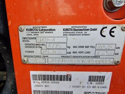 2019 Kubota U48-4 Tracked Excuvator - 16