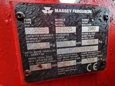 2003 Massey Ferguson 8925 Telescopic Handler - 10