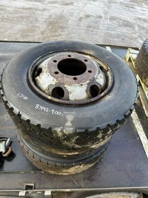 3x Steel Wheel Rims with Tyres