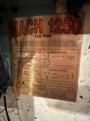 Unimach Mach 1250 125ton Multipurpose Guillotine & Punch - 6