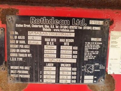 2012 Rothdean Triaxle Steel Body Coil well 75yrd³ Tipping Trailer - 7