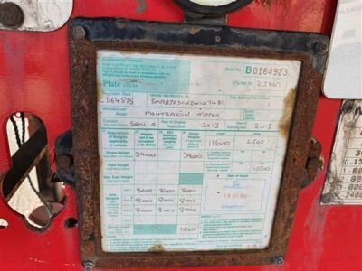 2013 Wilcox Alloy Body Steel Floor Coil Carrier 75yrd3 Tipping Trailer - 9