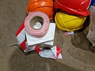 Box of Castors, Hard Hats. Fire Extinguisher & Safety Tape - 3