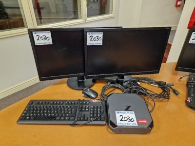 HP Z2 Mini G4 Workstation, Mouse, Keyboard & 2 x Monitors