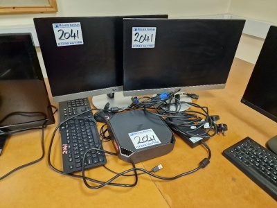 HP Z2 Mini G3 Workstation, Mouse, Keyboard & 2 x Monitors