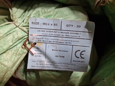 Qty M24 x 85 8.8 Nuts Bolts & Washers - 8