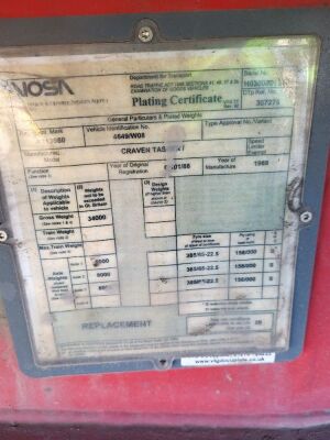 1988 Craven Tasker Triaxle Bolster Flat Trailer - 9