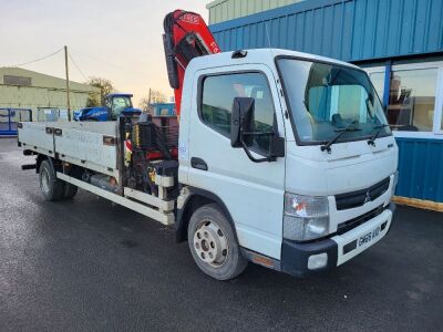 2017 Mitsubishi Canter 7C15 4x2 Dropside Crane Flat