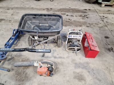 Stihl Leaf Blower + Workshop Body Repair Kit + Petrol GH 800 Compressor + Pull Along Spreader
