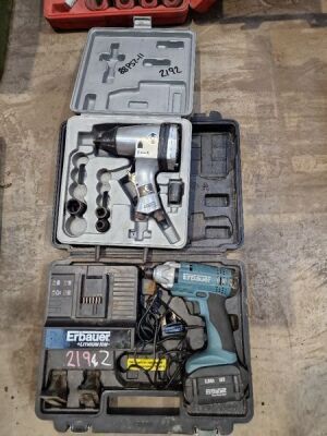 Erbauer 18V Battery Impact Driver + Air Operated Impact Gun & Sockets