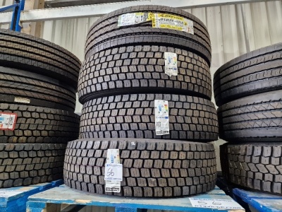 4x Unused Tyres; 3x Firestone 315/80 R22.5 Drive, 1x Jetway 315/80 R22.5 Steer