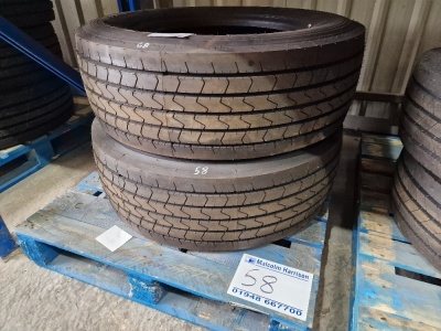 2x Unused Dunlop 315/60 R22.5 Steer Tyres