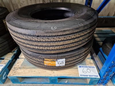 2x Unused Torque 12 R22.5 Steer Tyres