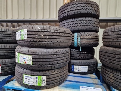 8x Unused & Used Tyres; 3x Unused Linglong 205/60 R16, 2x Used Goodyear 205/45 R15, 1x Unused Kumho 205/50 R15, 1x Unused Nexen 205/70 R14, 1x Unused Falken 205/65 R15