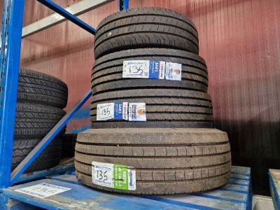 4x Unused & Used Tyres; 1x Unused Routeway 295/60 R22.5, 2x Unused Sailun 235/75 R17.5, 1x Used Continental 235/65 R16