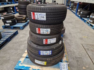 5x Unused Tyres; 2x Road X 195/60 R16, 1x Road X 215/50 R18, 1x Fortune 205/75 R17.5, 1x Austone 265/70 R19.5