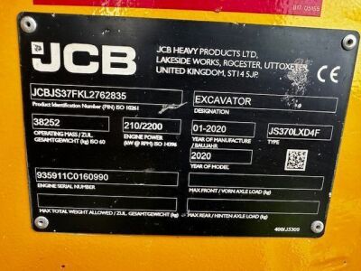 2020 JCB JS370 LXD Excavator - 17