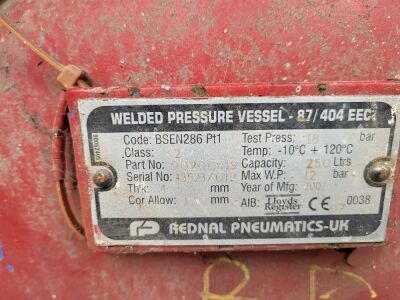 Rednal Pneumatics 250ltr Diesel Compressor, Bryco Donkey Engine - 4
