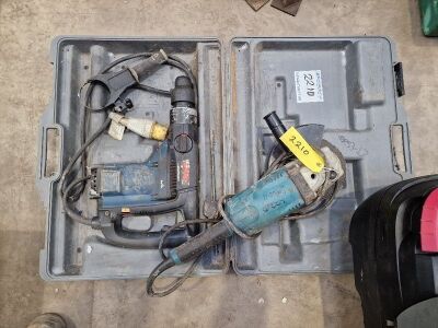 Makita 240V Angle Grinder & Ryobi 110V SDS Hammer Drill - 2