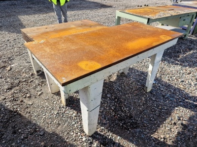 2x Heavy Duty Steel Work Benches