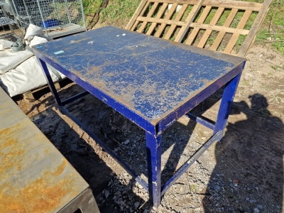 2 x Steel Workbenches (1 with Record Vice) & Filing Cabinet - 3