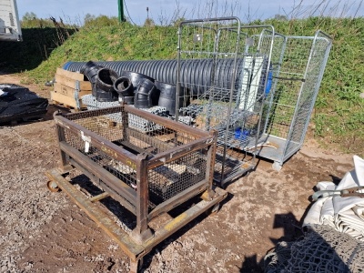 Steel Stillage, 2 x Delivery Cages & Steel Frame on Castors