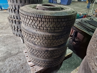 4x 295/80 R22.5 Drive Tyres On Steel Rims - 3
