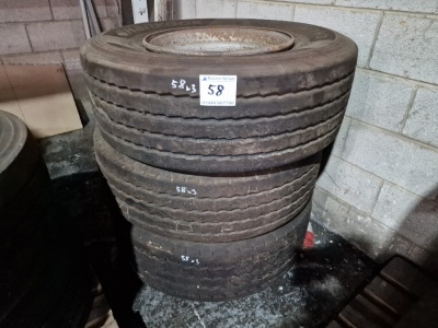 3 x Super Single Steel Wheels & Tyres