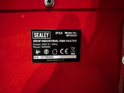 Sealey IPX4 15KW 3 Phase Industrial Fan Heater - 2