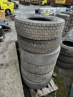 6x 315 70 R22.5 Tyres with Some Rims