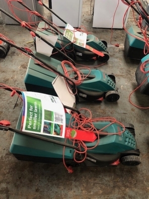 3 x Unused Bosch Rotak 32R Electric Mowers 