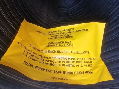 Quantity of Weholite Culvert 6m Plastic Pipe - 2