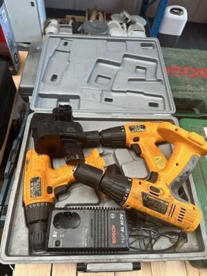 Box of Cordless Drill, Batteries & Charger
