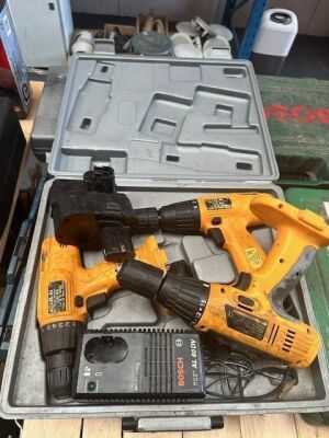 Box of Cordless Drill, Batteries & Charger