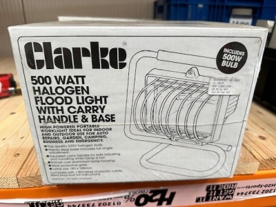 Clarke 500W 240V Halogen Flood Light with Carry Handle and Base - 2