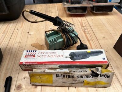 2x Soldering Irons & 3.6V Cordless Screwdriver 