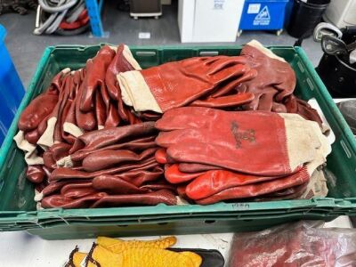 Basket of Cuffed PVC Red Gloves