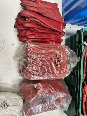 Quantity of Uncuffed PVC Red Gloves