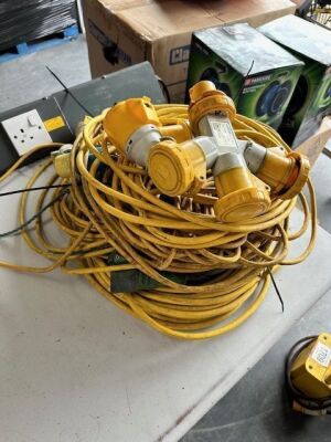 Quantity of 110v Extension Leads & 3 Way Splitter