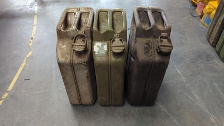 Set of Three 20ltr Metal Fuel Storage Jerry Cans