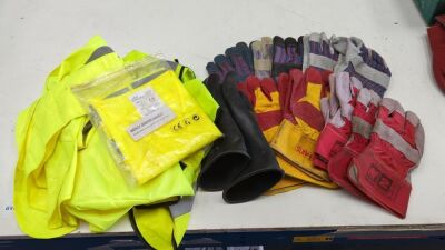 Qty of Heavy-Duty Work Gloves & Hi-Viz Vests