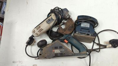 Black & Decker KW715 Plainer, Macallister MSAG750 Angle Grinder + (Unbranded)ES135 Electric Sander