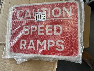 4x Metal CAUTION SPEED RAMP Signs