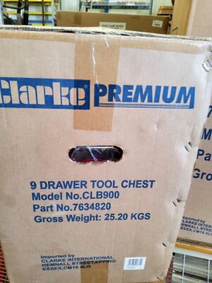 Unused & Unopened Clarke Premium 9 Drawer Tool Chests - 2