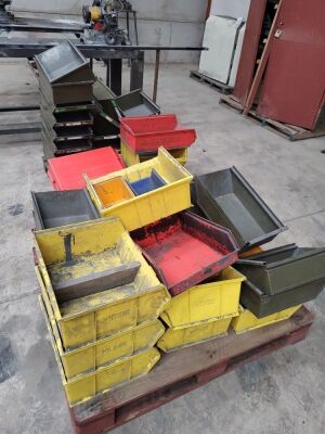 2 x Pallets of Assorted Plastic & Steel Lin Bins