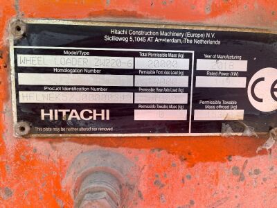 2018 Hitachi ZW220-6 Wheeled Loader - 3