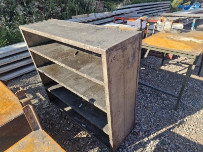 1x Steel Shelving Unit,1x Mobile Trolley Bench + Table