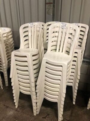 50 x White Resin Bistro Plastic Stacking Chairs 